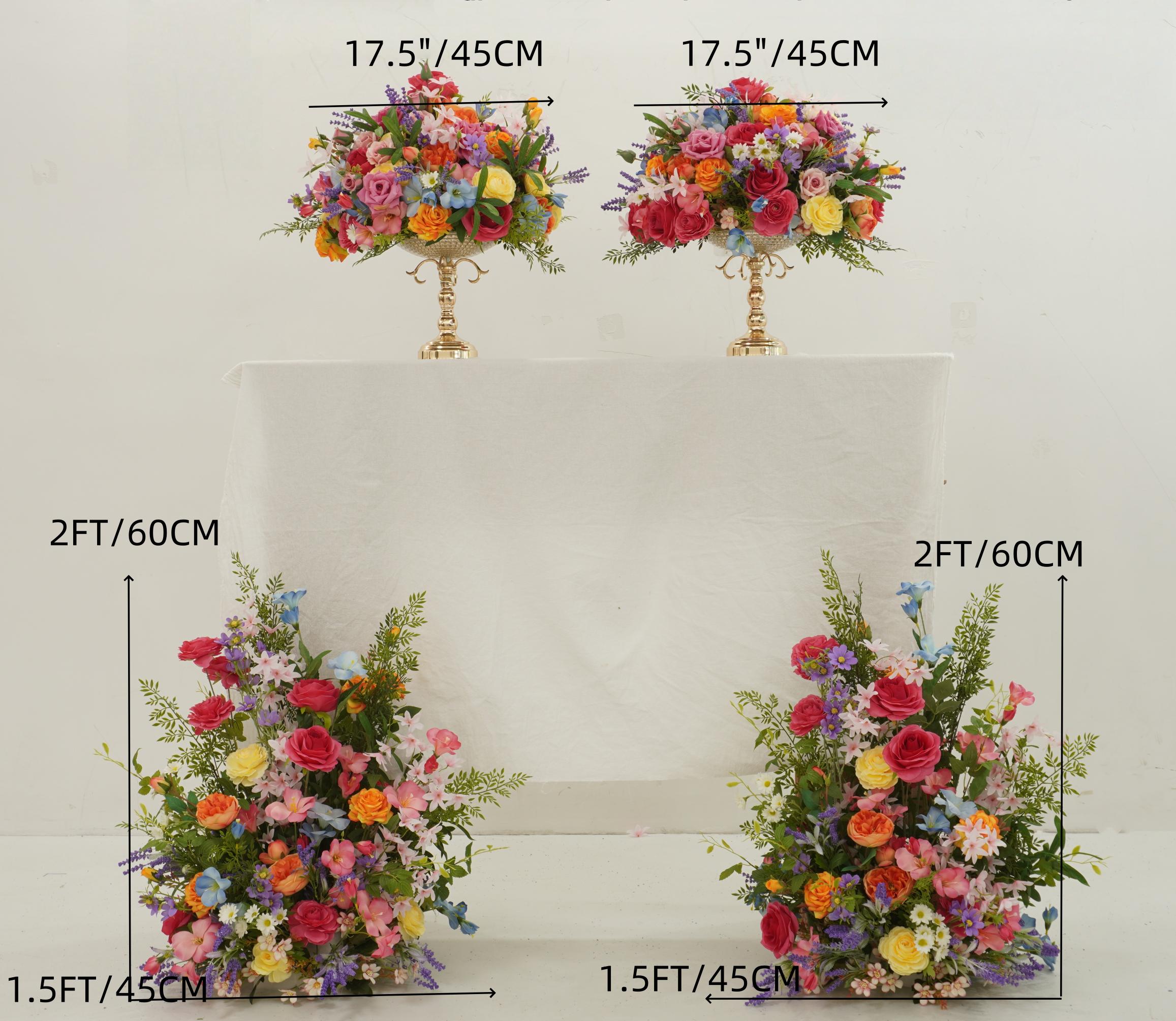 Wedding Arch Floral Garland: Pink, Orange, Purple Bloom Clusters