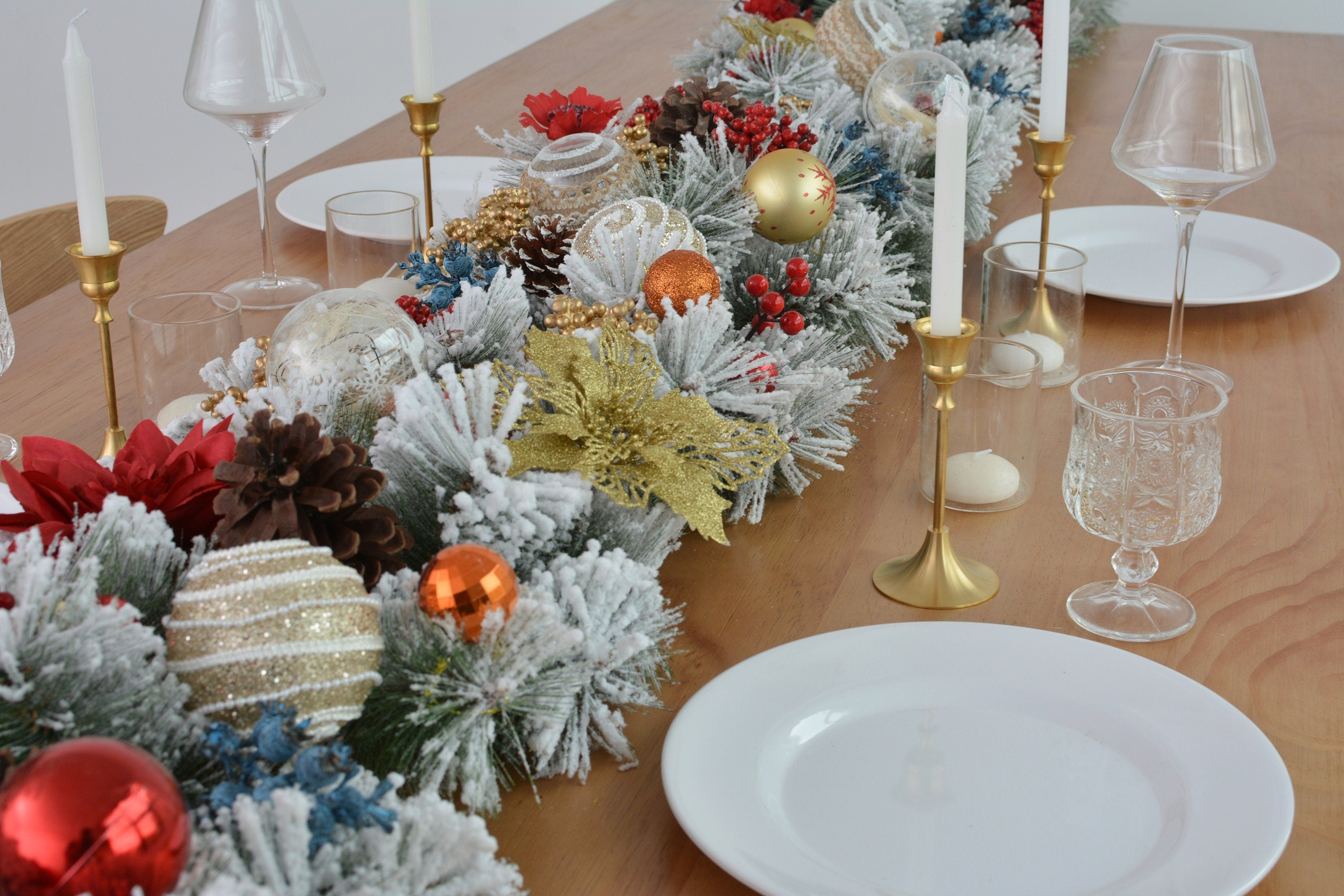 Christmas Garland Table Runner Garland for Mantle, Staircase, Banister