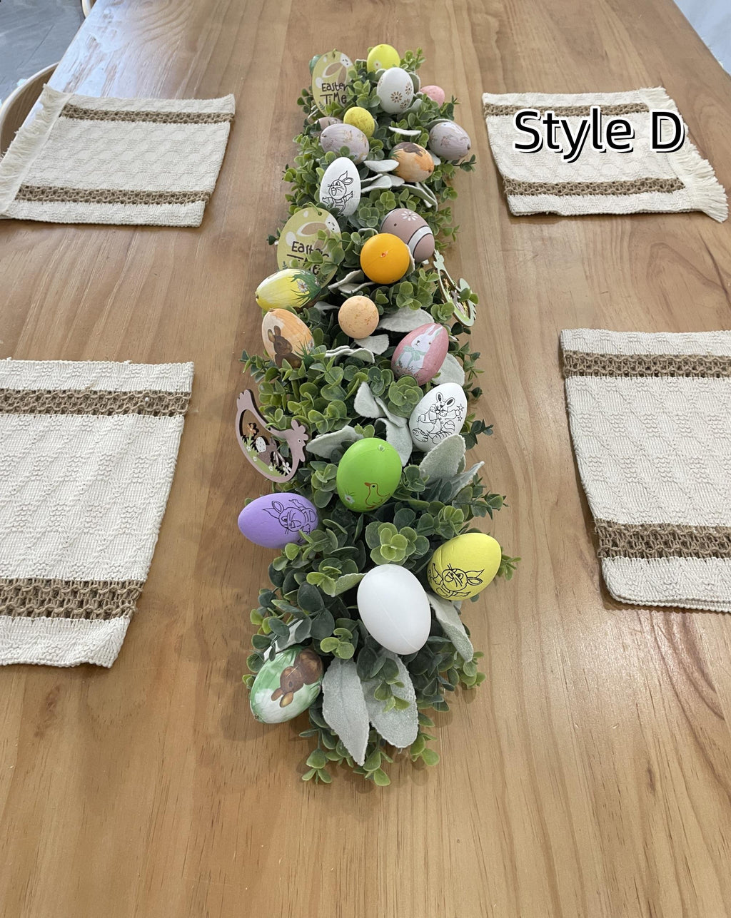 Easter Egg Garland: Frosted Eucalyptus Spring Mantel Decor