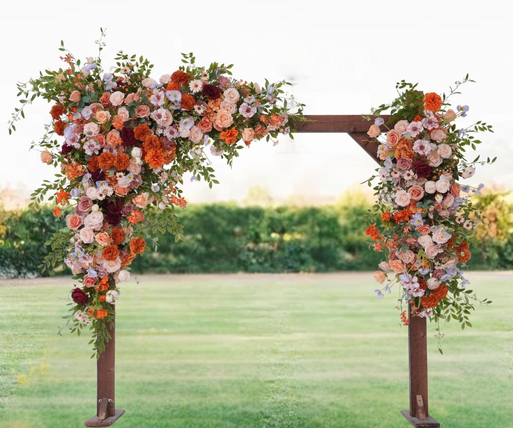 Burnt Orange Wedding Arch Flowers: Silk Ceremony Arbor Decoration