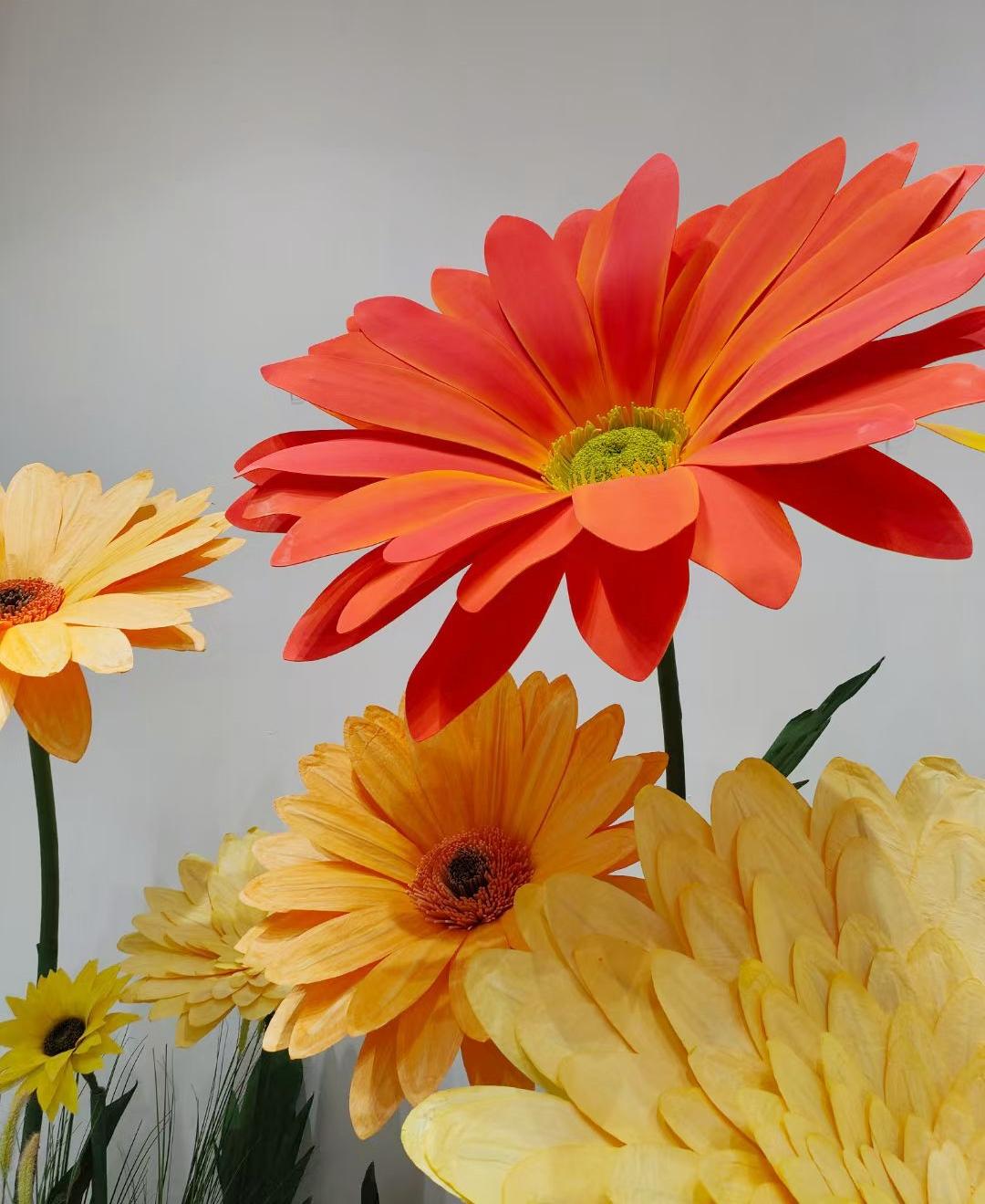 Giant Paper Flower Set for Photo Booth Backdrop, Pale Yellow, Yellow, and Orange Ground Floral Decor