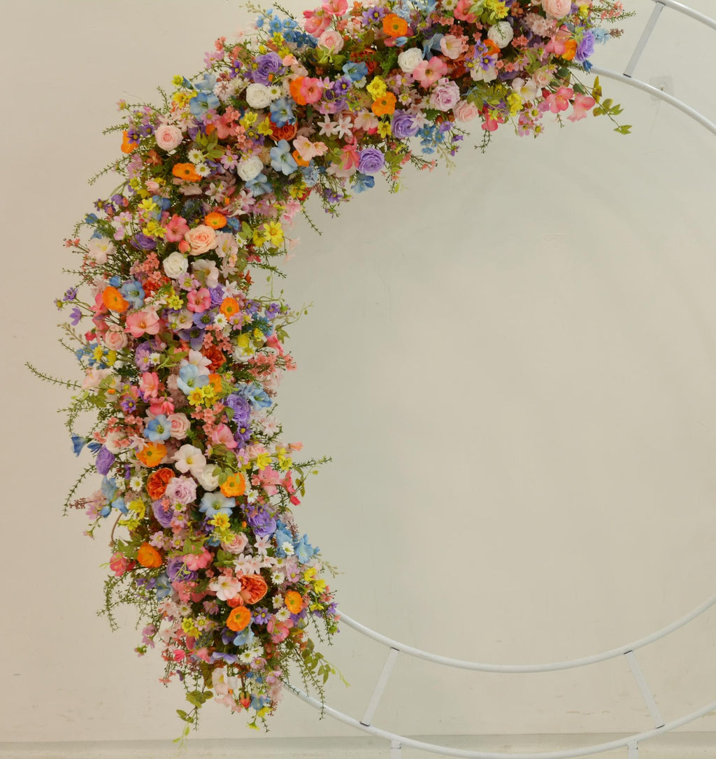 Floral Arch Arrangement: Pink, Orange, Purple & Blue Flower Decoration