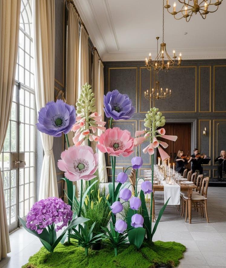 Giant Paper Poppy Flower for Backdrop, Purple, Pink, and Light Pink Floral Set