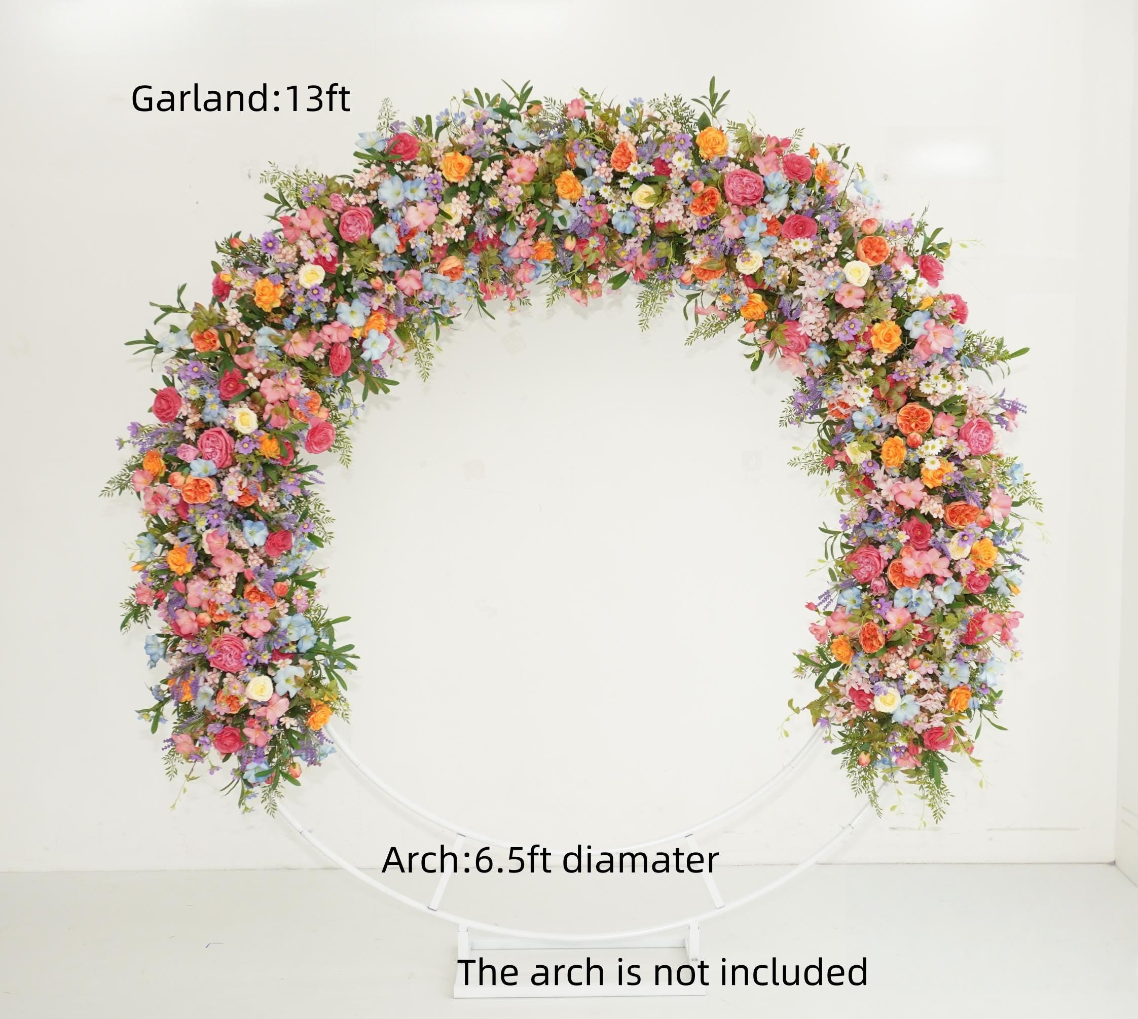 Wedding Arch Floral Garland: Pink, Orange, Purple Bloom Clusters