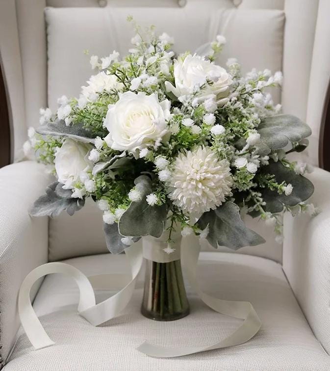 Elegant Wedding Bouquet Set: Classic Round & Cascading Mixed Florals