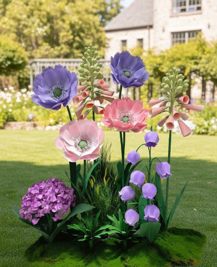 Giant Paper Poppy Flower for Backdrop, Purple, Pink, and Light Pink Floral Set