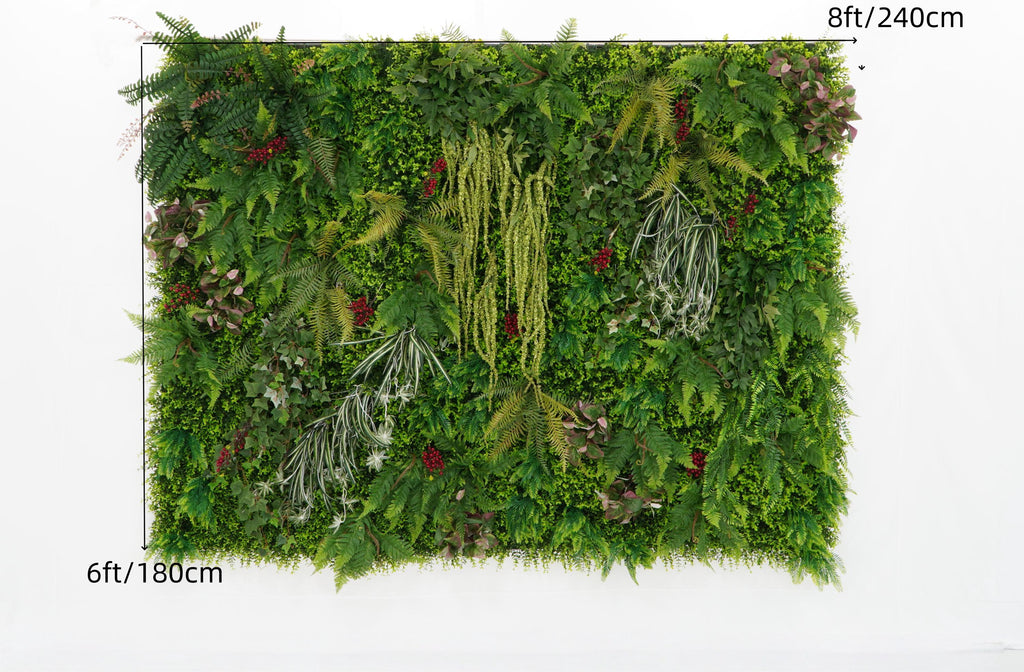 Artificial Greenery Wall Panel with Mixed Ferns and Foliage for Indoor & Outdoor Backdrop