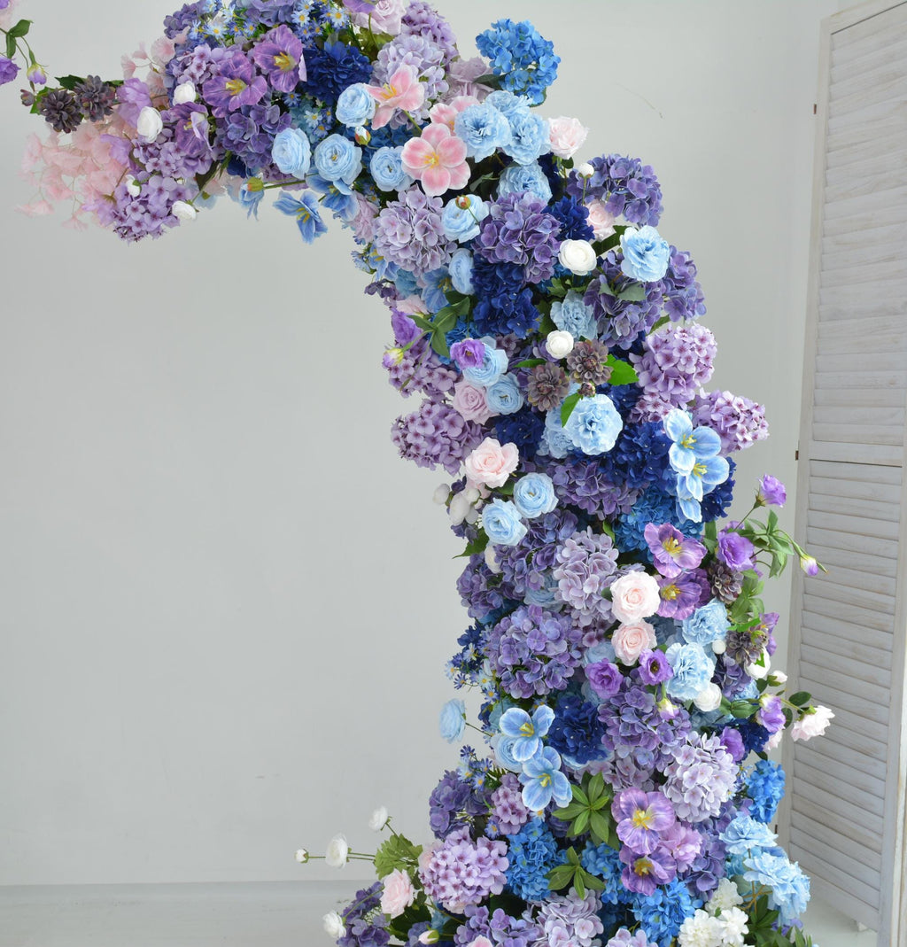 Purple & Blue Hydrangea Rose Wedding Arbor Floral Arch