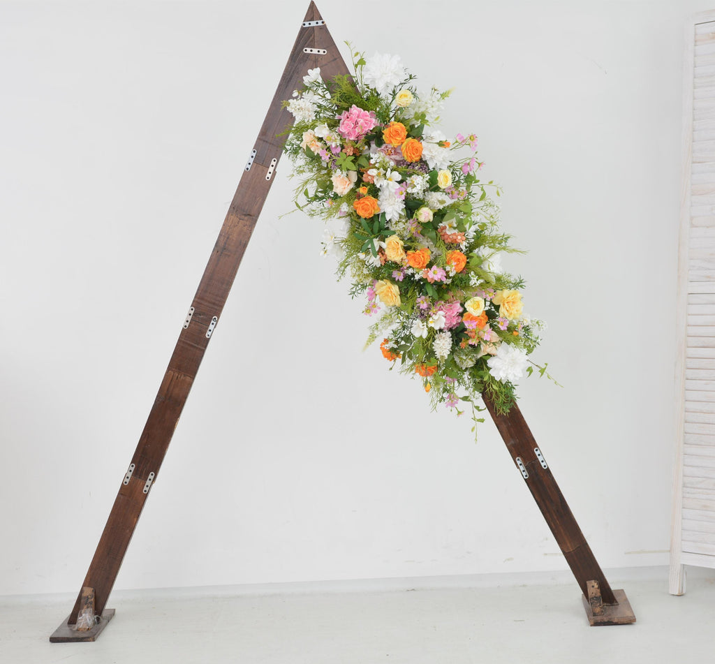 Artificial Wedding Flower Swag with Greenery, White and Yellow Flowers for Spring Summer Wedding