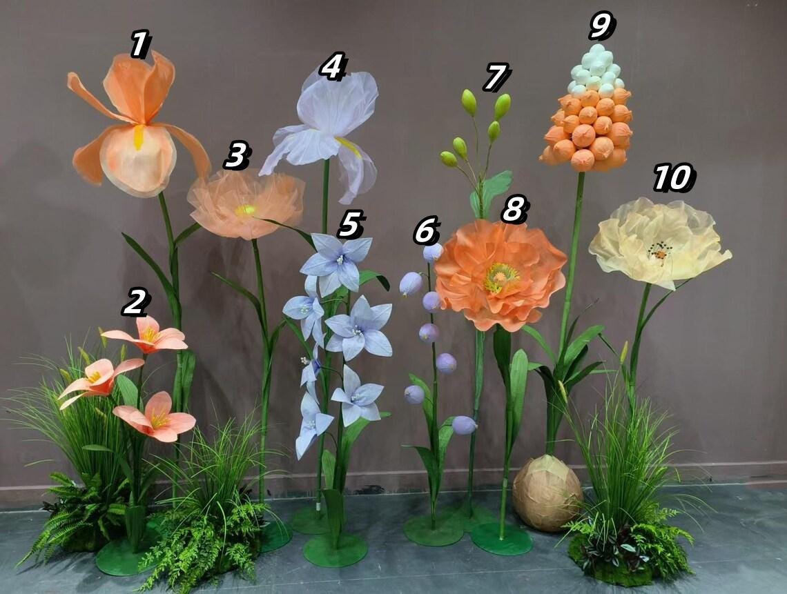 Giant Freestanding Floral Decor, Large Paper, Silk, and EVA Flowers for Event and Window Displays