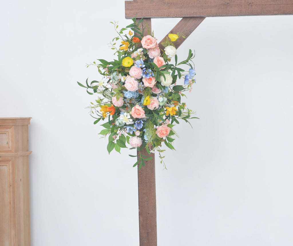 Artificial Wedding Arch floral Arrangements in Shades of Blush, Pink and Yellow
