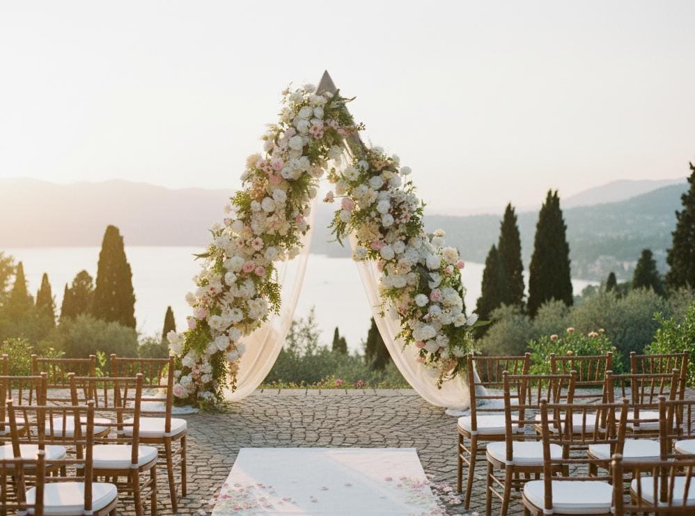 Artificial White and Blush Floral Garland Arrangement for Wedding Ceremony Backdrop and Event Decoration