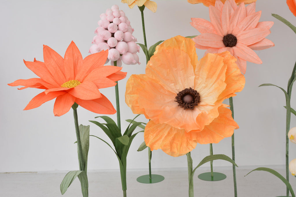 Customizable Giant Paper Flowers in Orange and Pink Ideal for Weddings, Events, and Decor