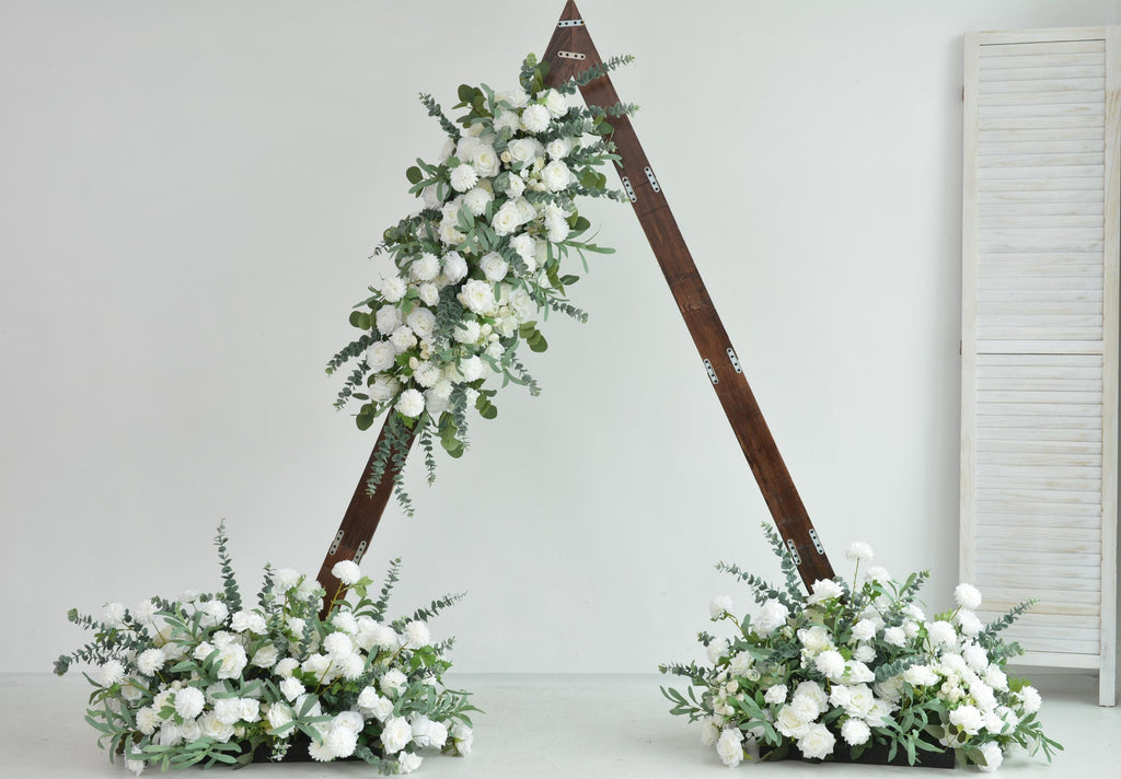 Artificial Elegant White Rose and Eucalyptus Arch Flowers Tailored Wedding Decoration