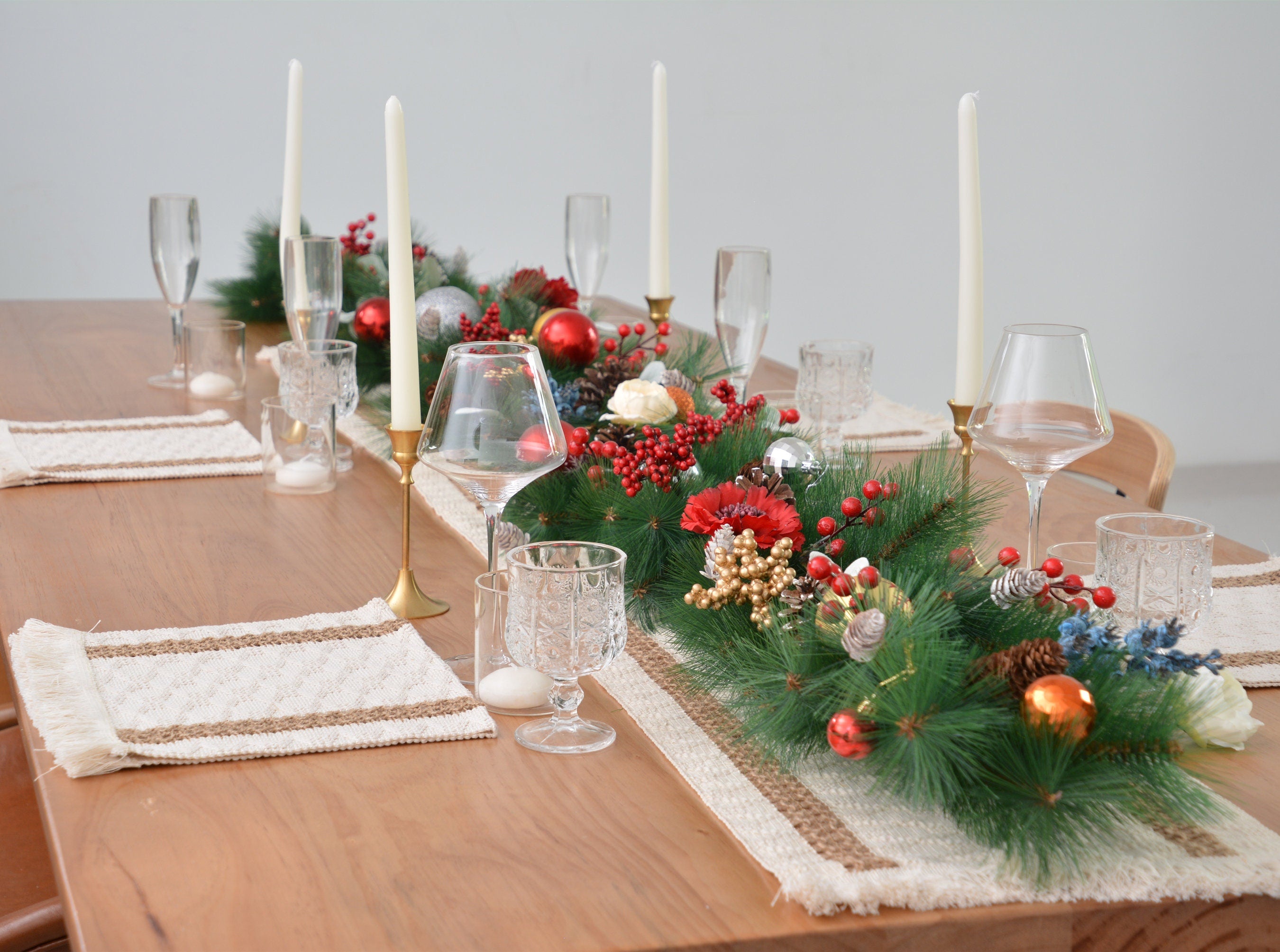 Christmas Garland Table Runner Garland for Mantle, Staircase, Banister