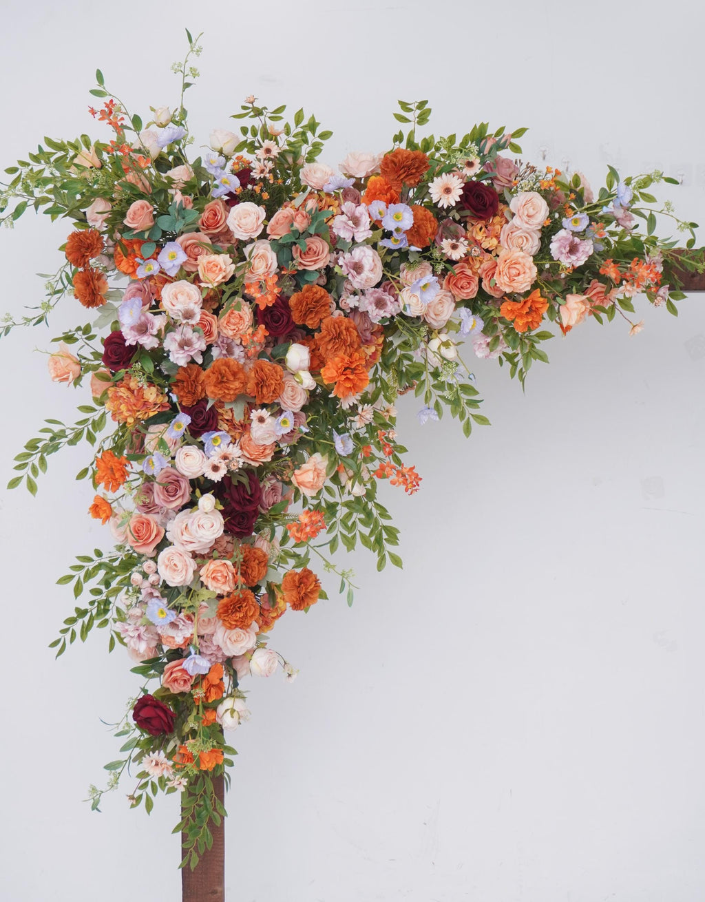 Burnt Orange Wedding Arch Flowers: Silk Ceremony Arbor Decoration