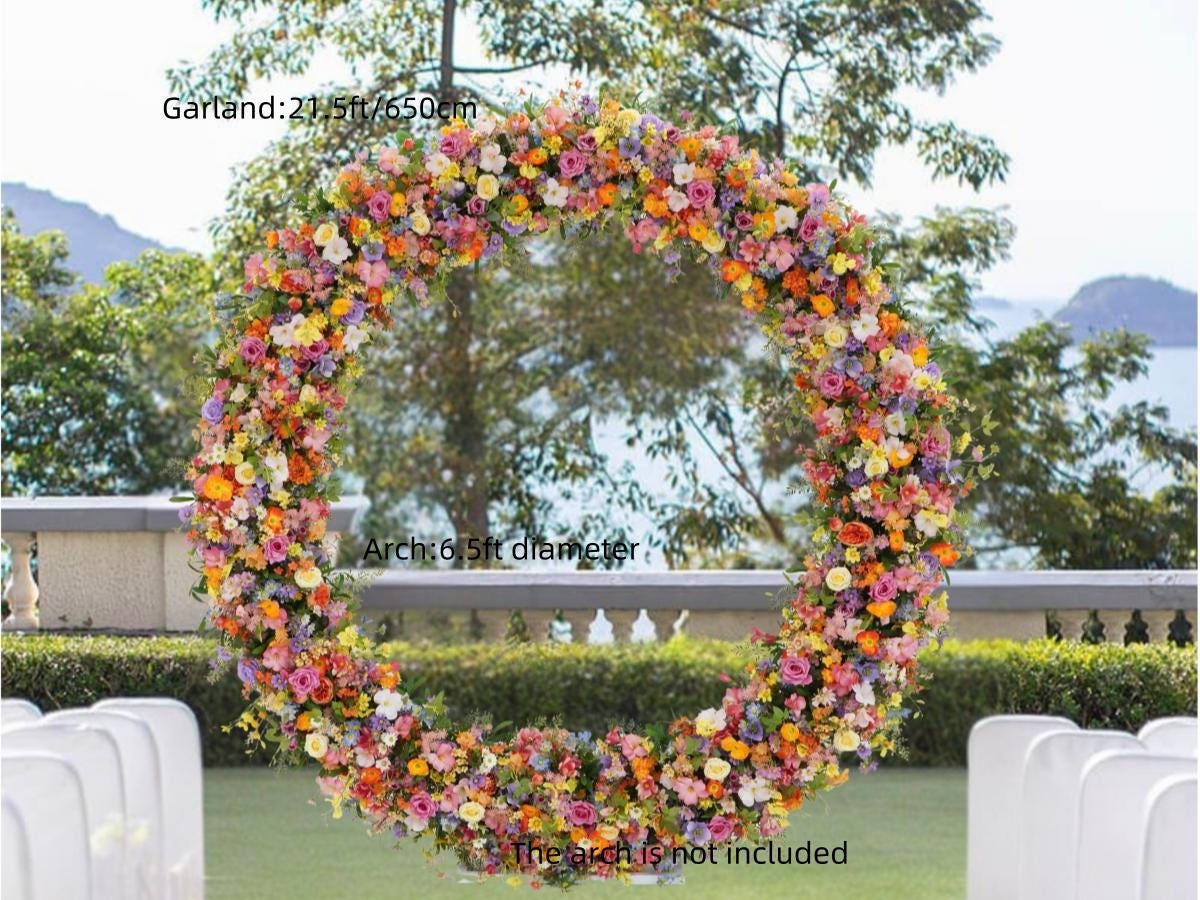 Colorful Round Floral Arch Backdrop – Artificial Wedding Ceremony Flower Decoration for Outdoor & Indoor Events