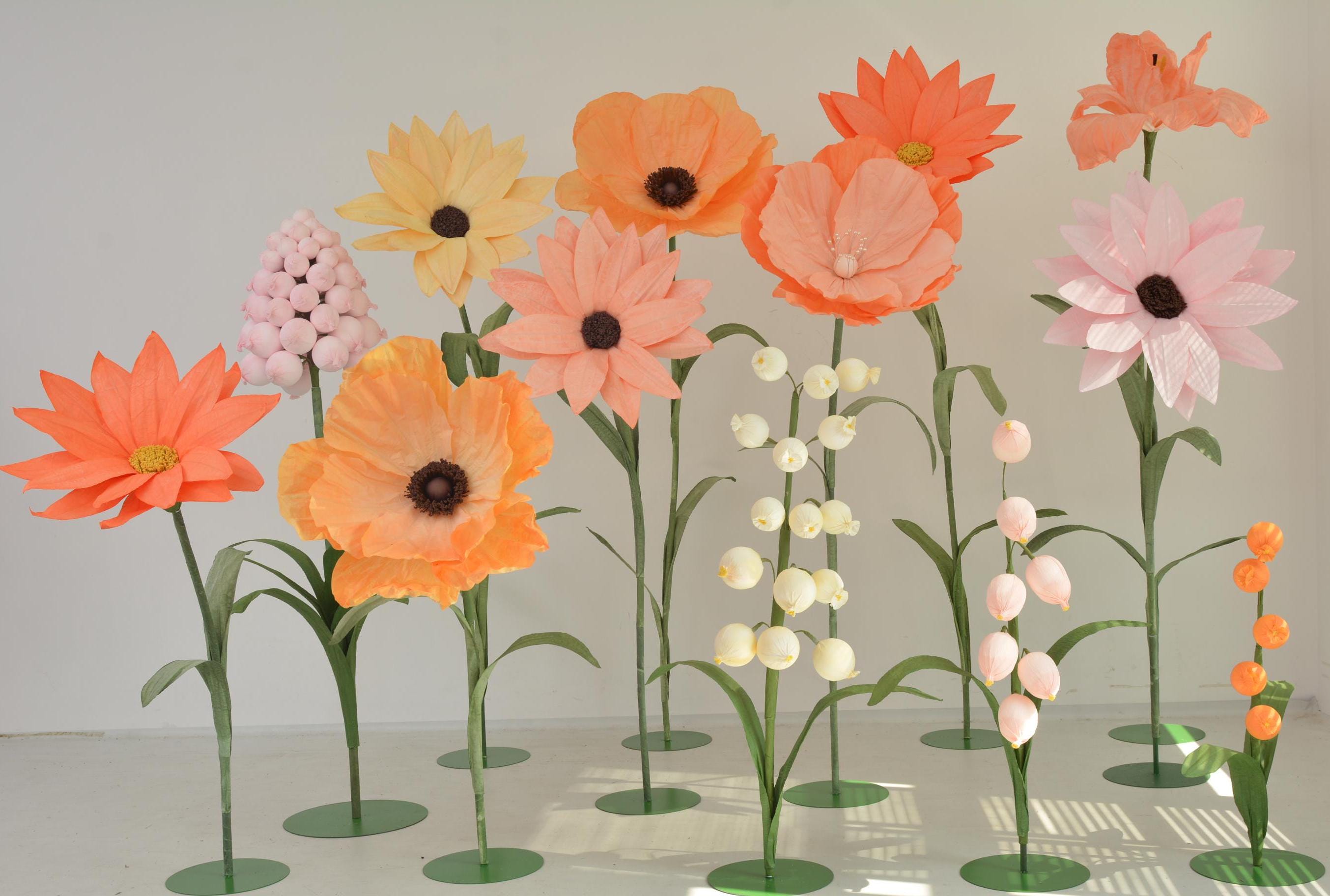 Customizable Giant Paper Flowers in Orange and Pink Ideal for Weddings, Events, and Decor