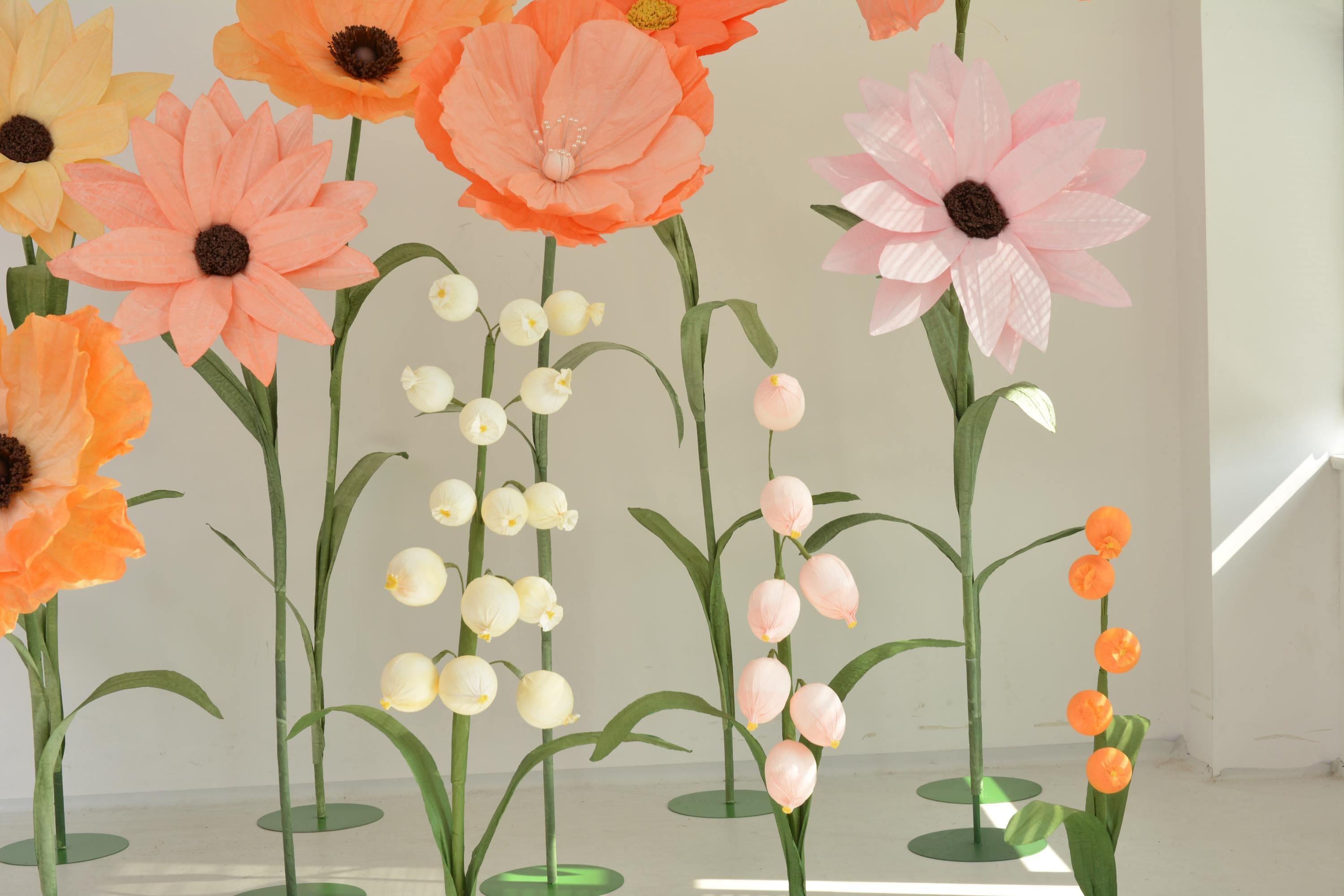 Customizable Giant Paper Flowers in Orange and Pink Ideal for Weddings, Events, and Decor