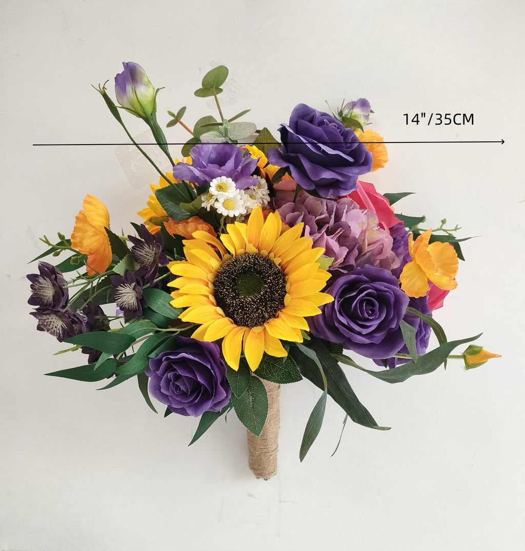 Sunflower Wedding Arch Arrangement: Purple Lisianthus, Crimson Roses