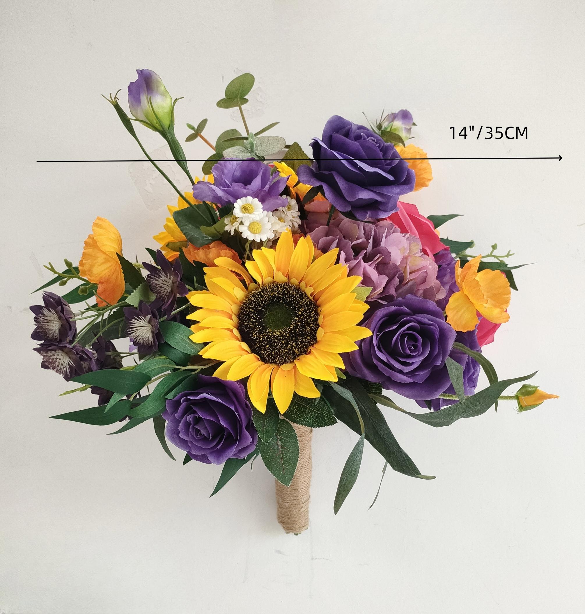 Sunflower Wedding Arch Arrangement: Purple Lisianthus, Crimson Roses