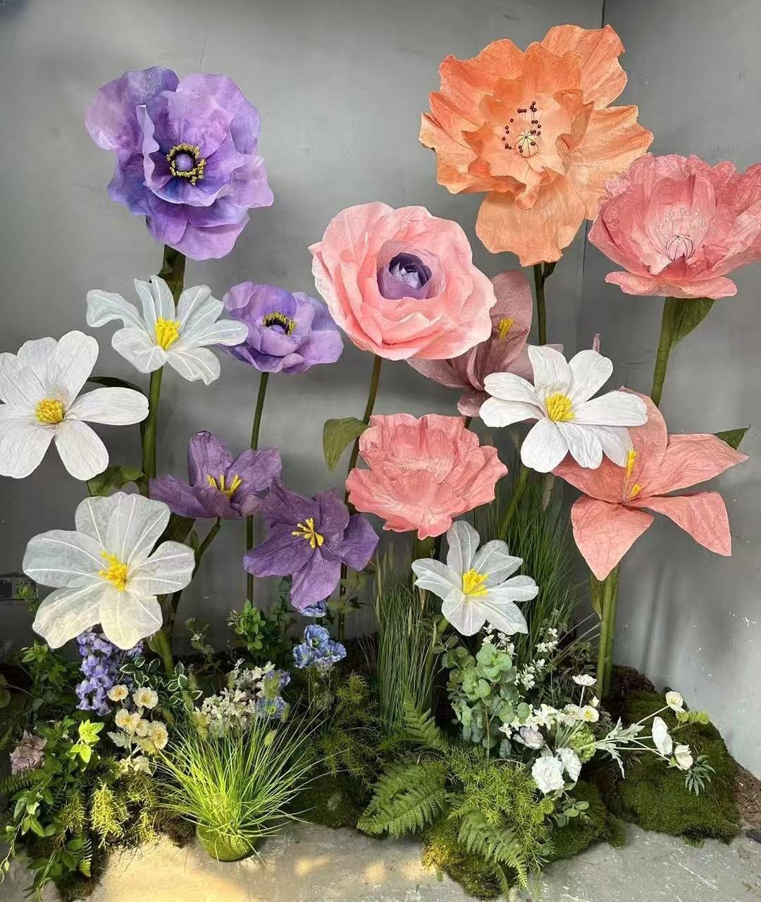 Giant Paper Flower Display for Event and Space Decoration Handcrafted Floral Decor