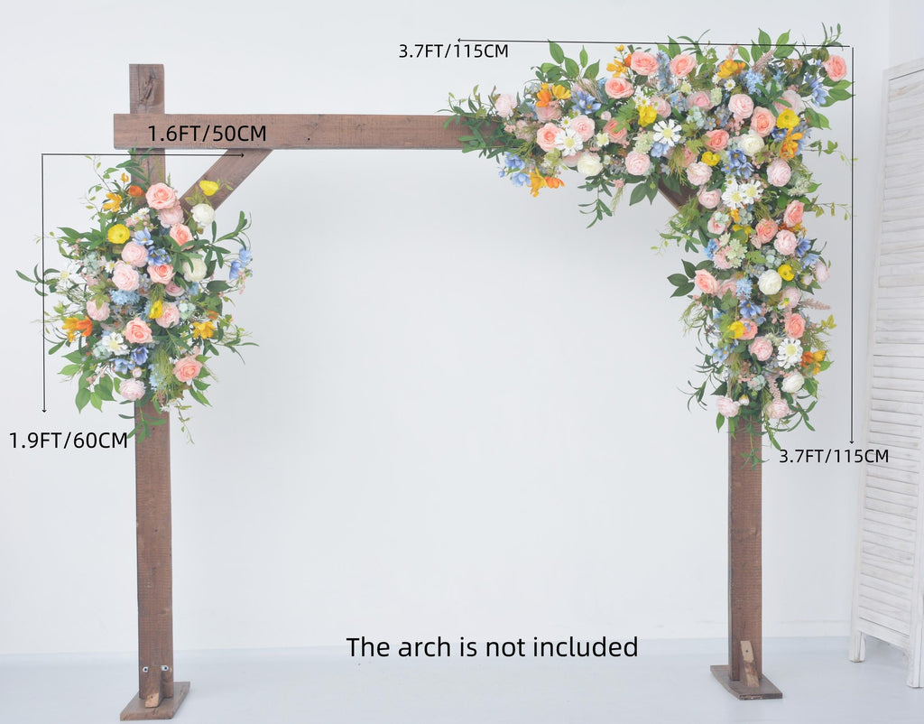 Artificial Wedding Arch floral Arrangements in Shades of Blush, Pink and Yellow