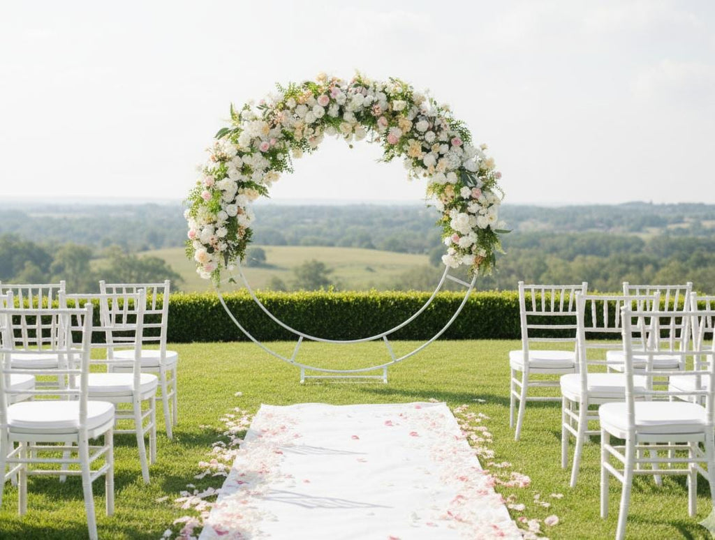 Artificial White and Blush Floral Garland Arrangement for Wedding Ceremony Backdrop and Event Decoration