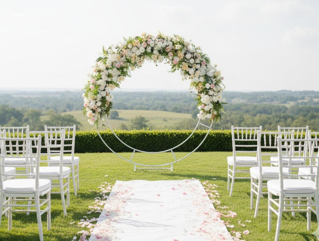 Artificial White and Blush Floral Garland Arrangement for Wedding Ceremony Backdrop and Event Decoration