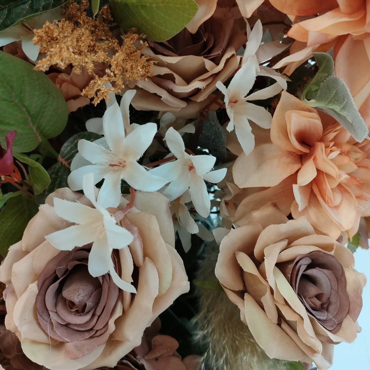 Fall Wedding Arch Arrangement with Pampas OrangeTerracotta Wedding Arbor Flowers