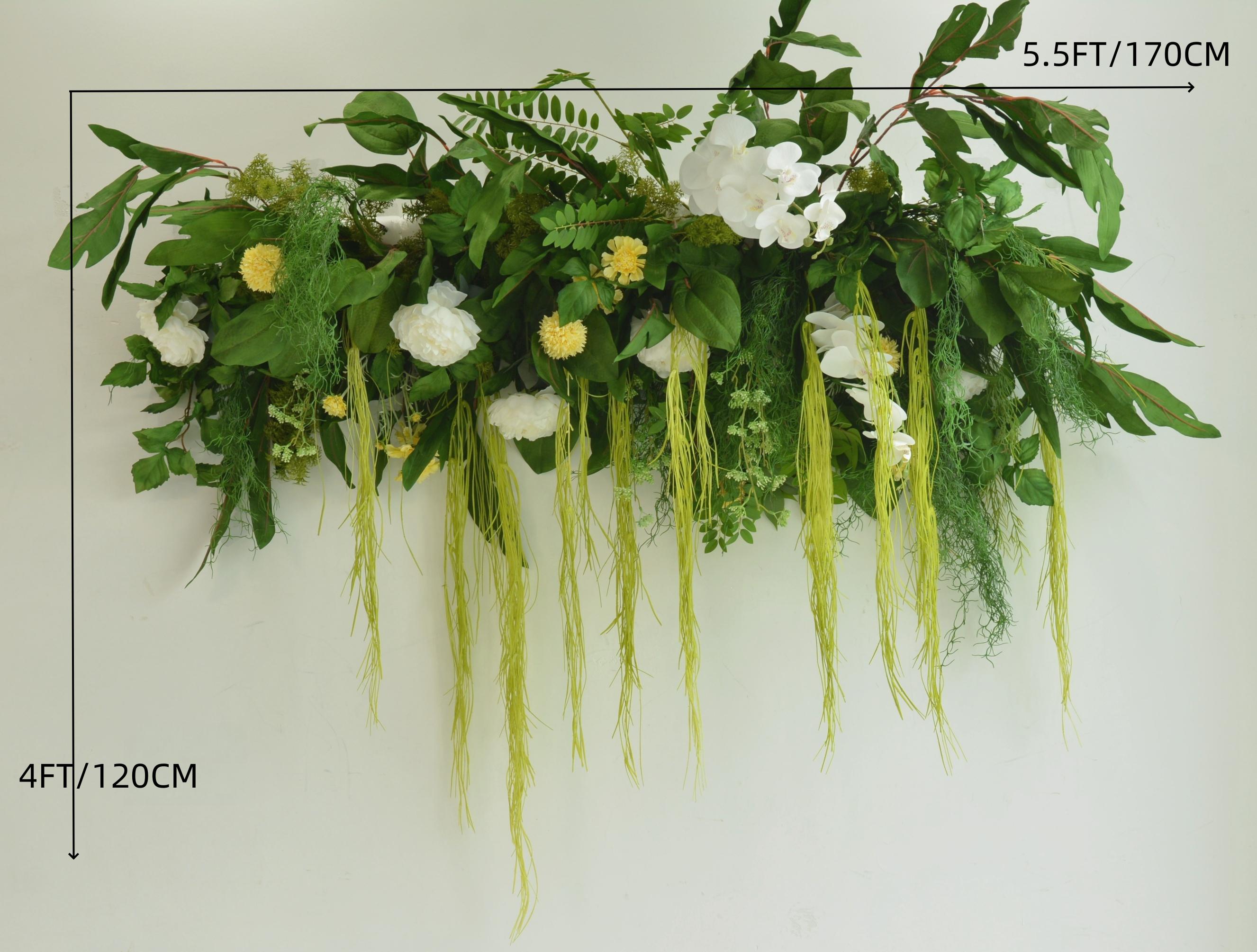 Greenery Wedding Arch Flower Arrangement with Draping Florals With Yellow, and White