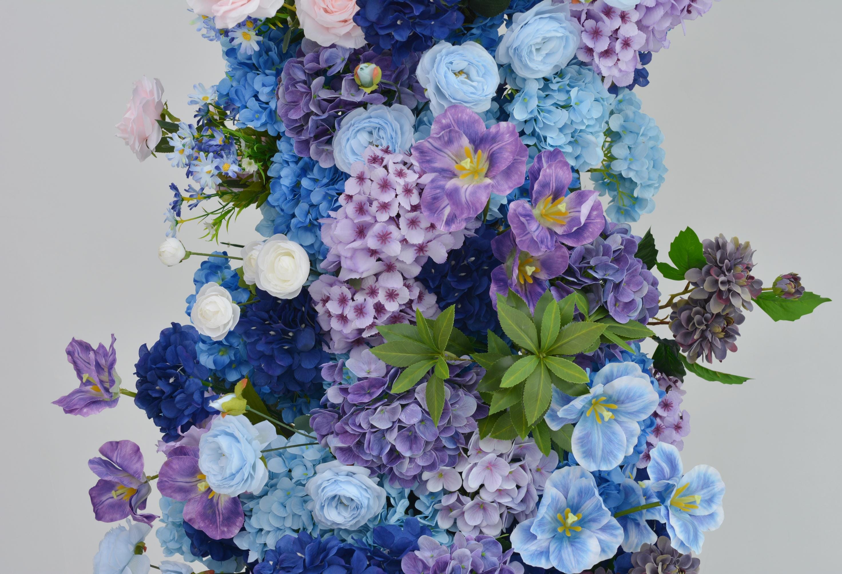 Purple & Blue Hydrangea Rose Wedding Arbor Floral Arch