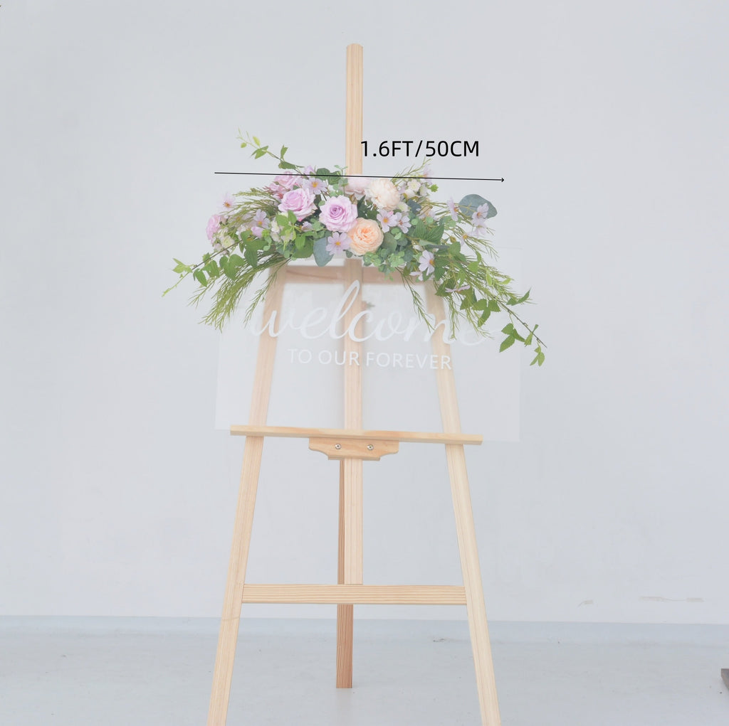 Artificial Wedding Arch Arrangements with Flowers in Shades of Pink, Purple and Champagne