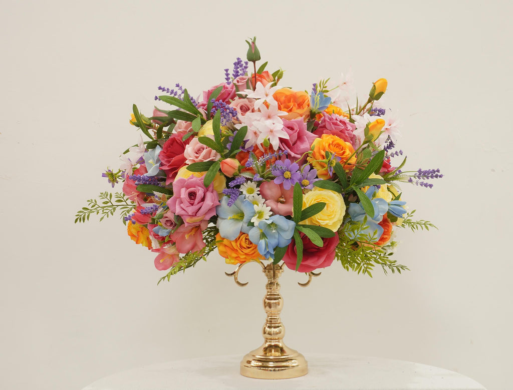 Wedding Arch Floral Garland: Pink, Orange, Purple Bloom Clusters