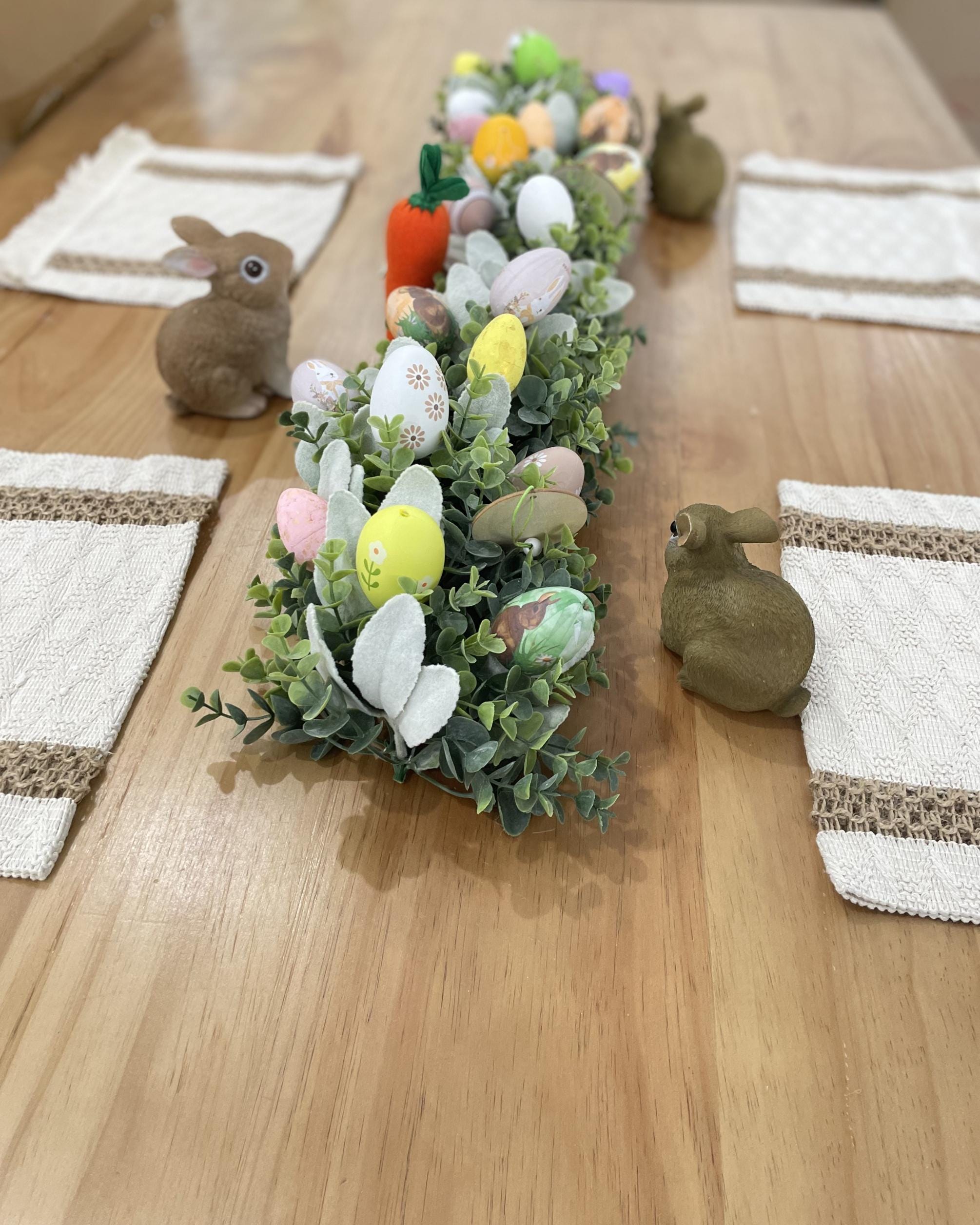 Easter Egg Garland: Frosted Eucalyptus Spring Mantel Decor