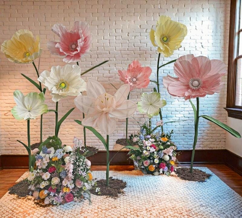 Giant Paper Flower Display for Event Decoration Handcrafted Standing Installation