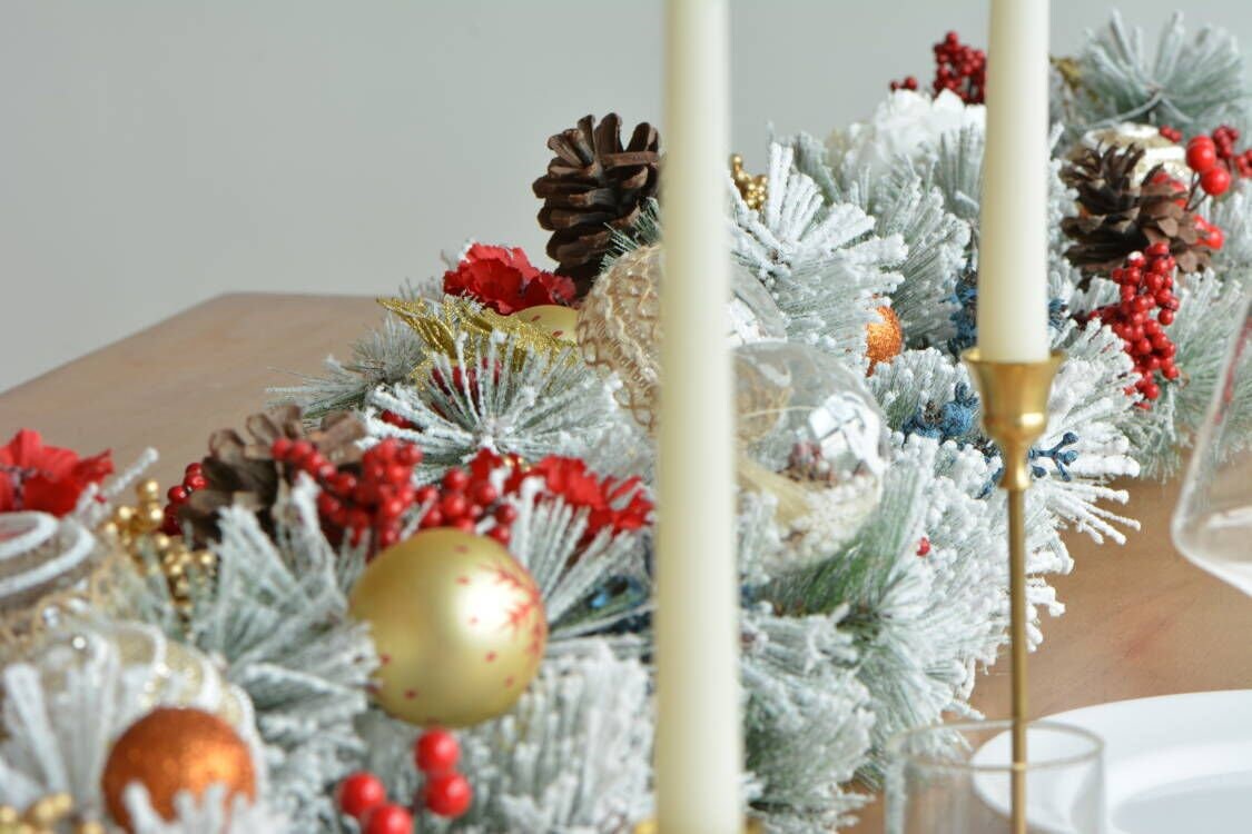 Christmas Garland Table Runner Garland for Mantle, Staircase, Banister