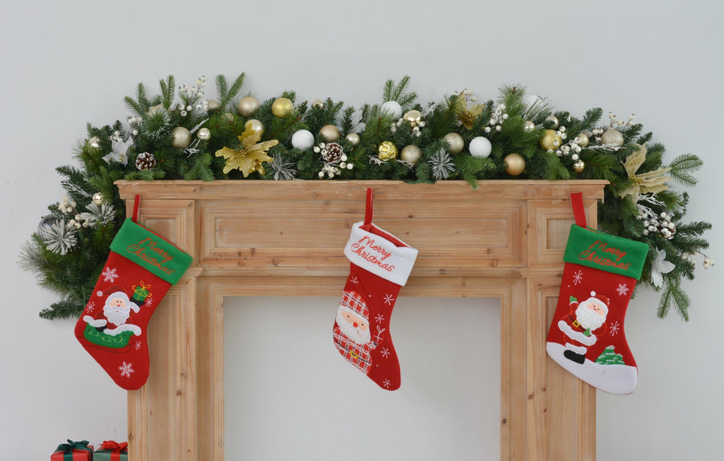 Classic 6ft Christmas Garland with Pine Cones, Ornaments, and Frosted Greenery Perfect for Fireplace Mantel Decoration
