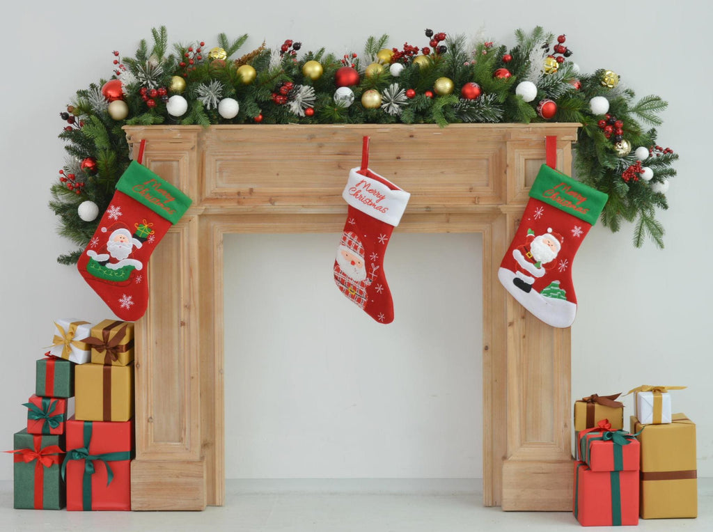 6FT Lush Christmas Mantel Garland with Red, Gold, and White Ornaments  Ideal for Mantel and Holiday Displays