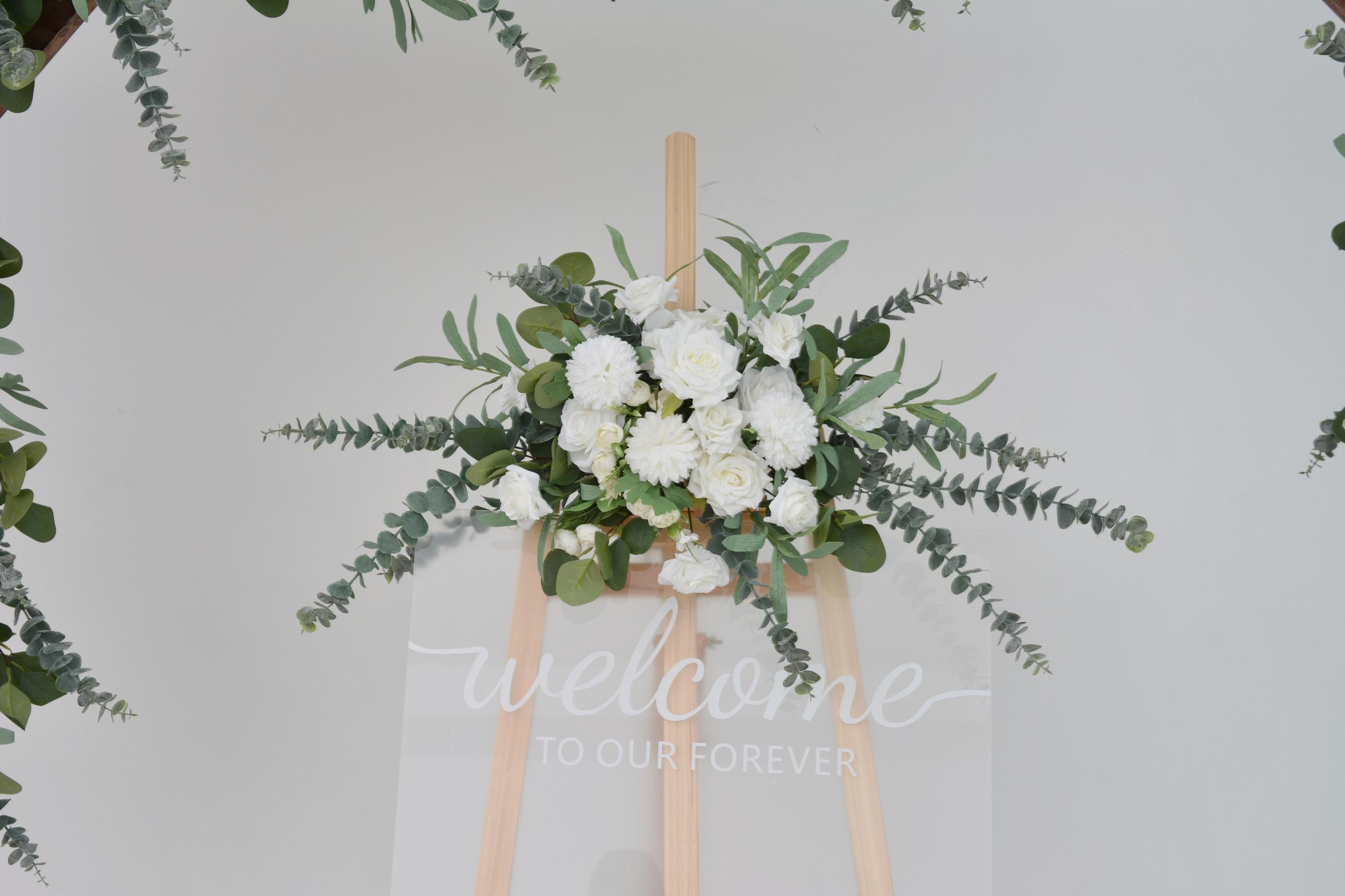Eucalyptus White Rose Flowers for Wedding Arch Decor