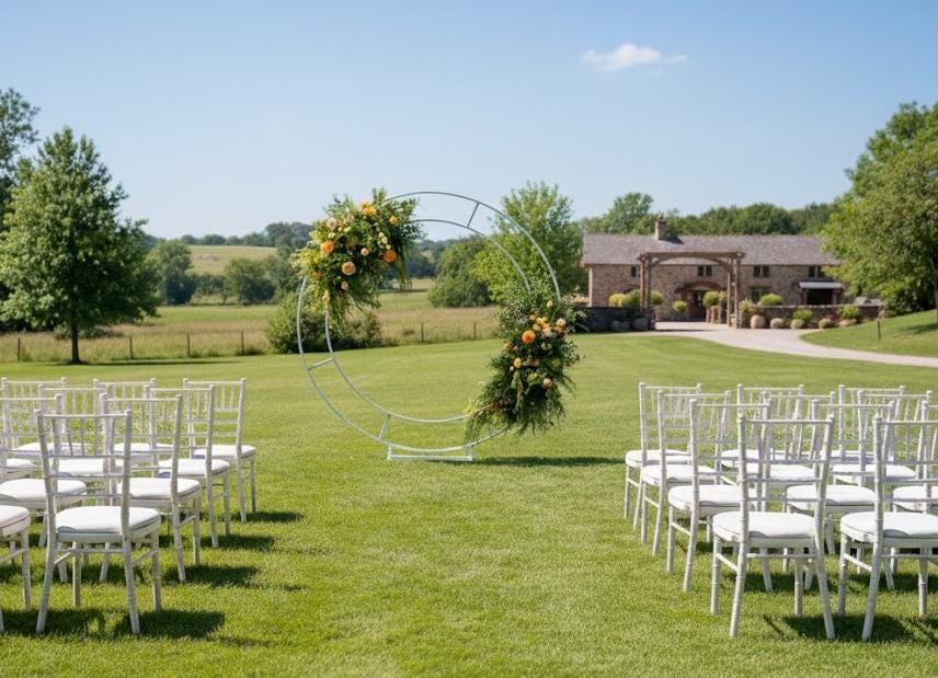 Elegant Floral Swag Set for Wedding Round Arch, Vibrant Orange and Greenery Arrangements