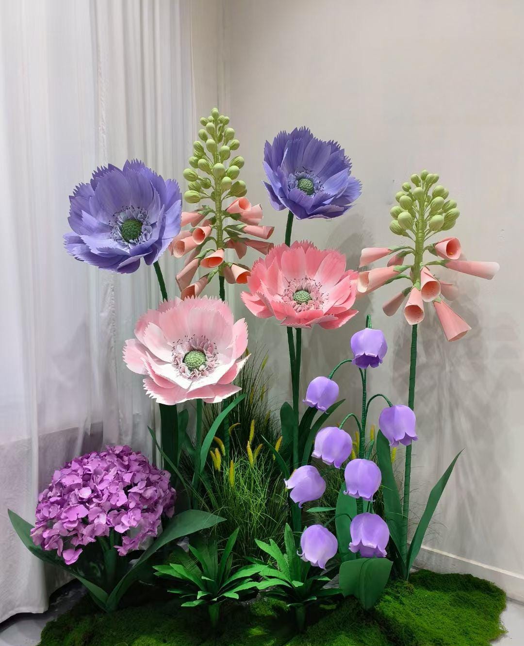 Giant Paper Poppy Flower for Backdrop, Purple, Pink, and Light Pink Floral Set