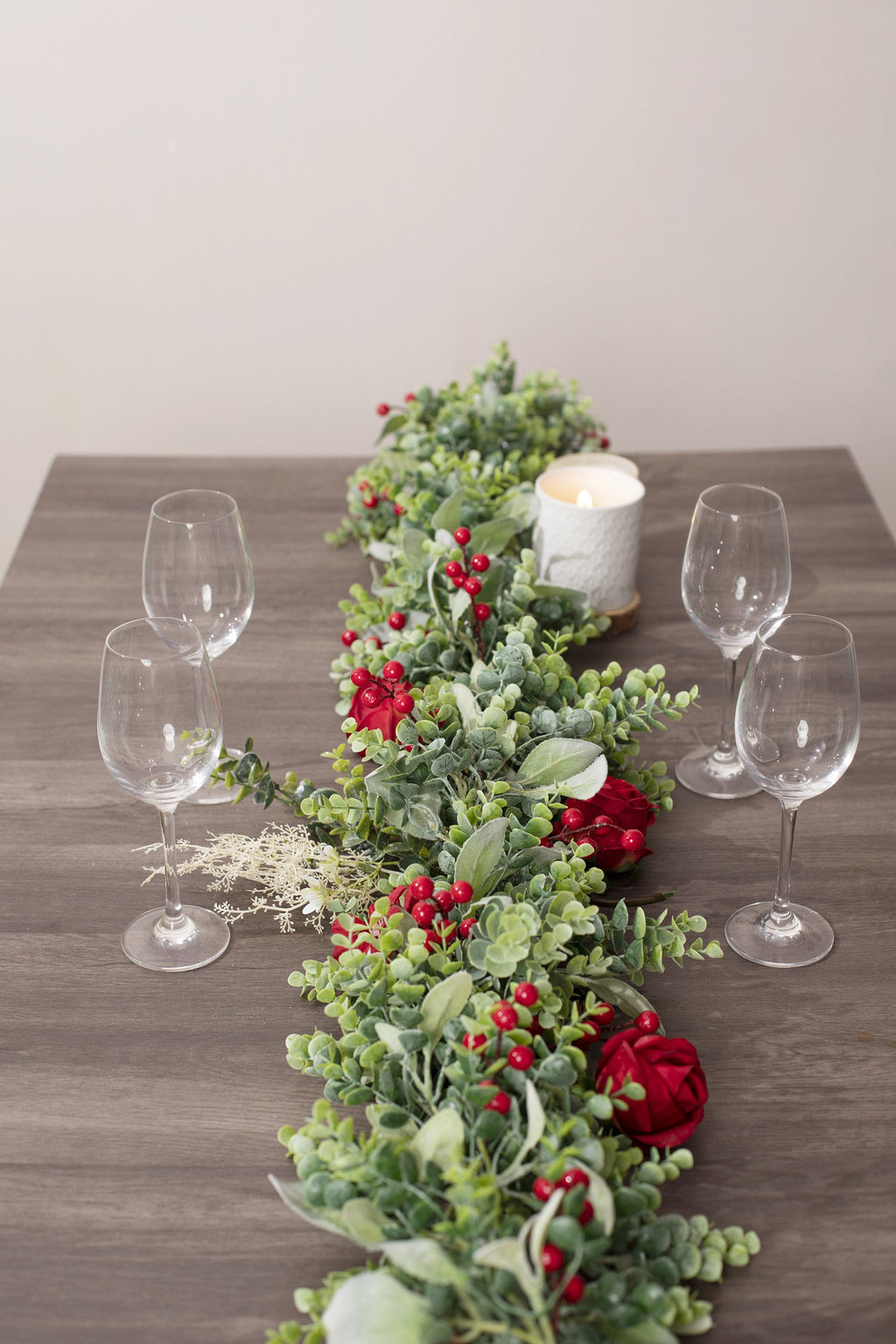 Eucalyptus Lambs Ear Garland: Farmhouse Table Runner, Mantle Decor