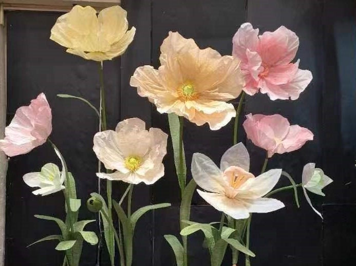 Large Customizable Handcrafted Silk Paper Flowers Oversized Floral Decorations for Weddings, Events, and Displays