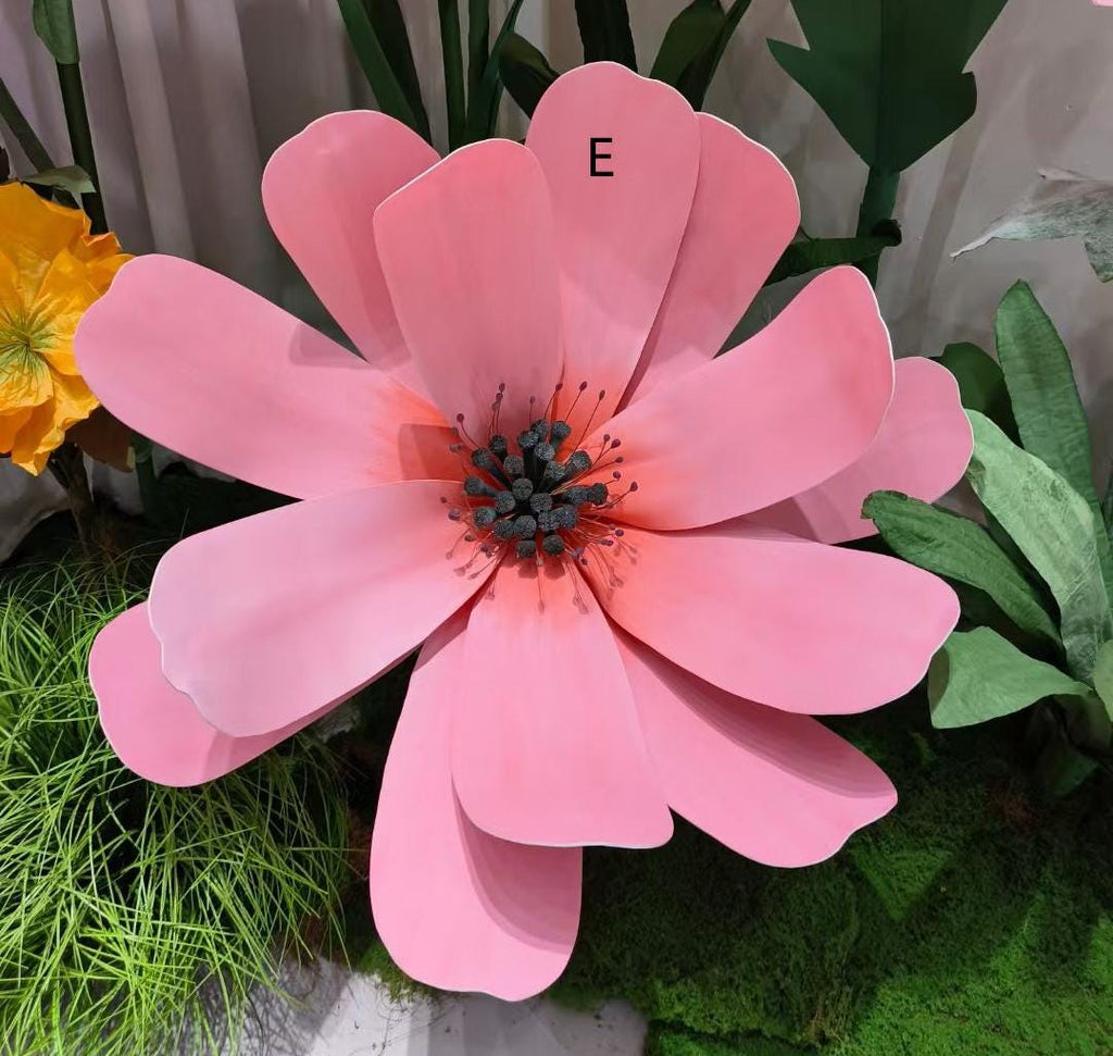 Giant Paper Flower Set for Photo Booth Backdrop, Yellow, Pink, and Orange Ground Floral Decor