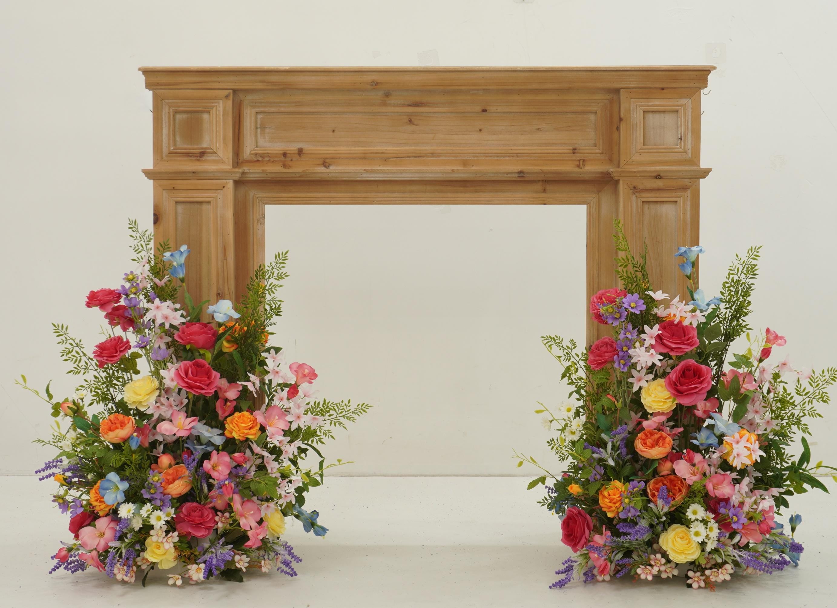 Wedding Arch Floral Garland: Pink, Orange, Purple Bloom Clusters