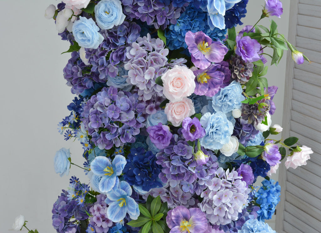 Purple & Blue Hydrangea Rose Wedding Arbor Floral Arch