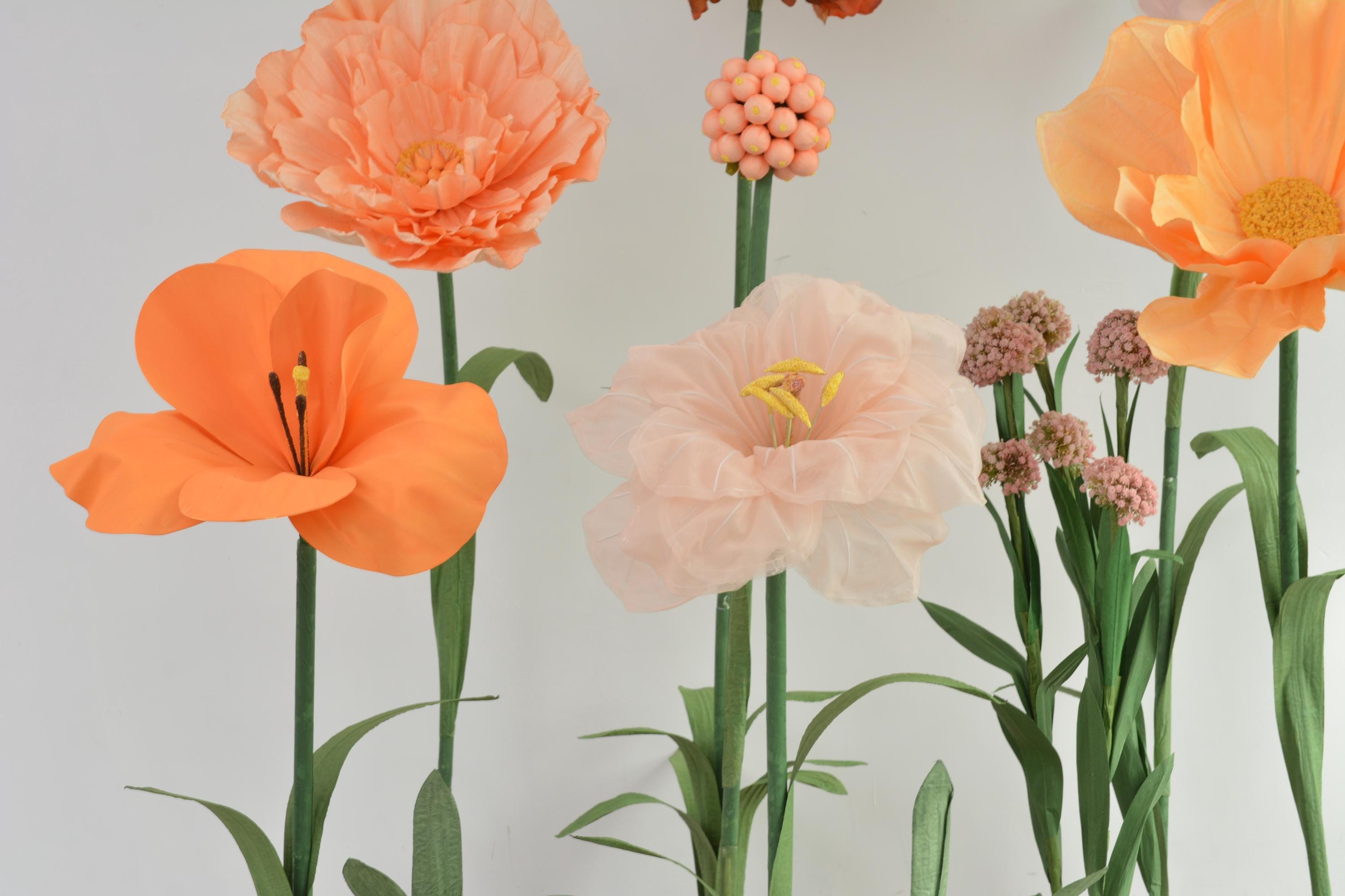 Giant Paper Flower: Orange Peach Blossom Lifesize Artwork