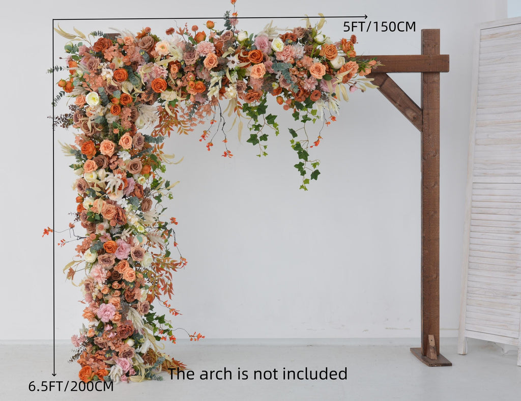 Artificial Wedding Arch Flowers – Rustic Burnt Orange and Greenery Floral Decoration for Ceremony