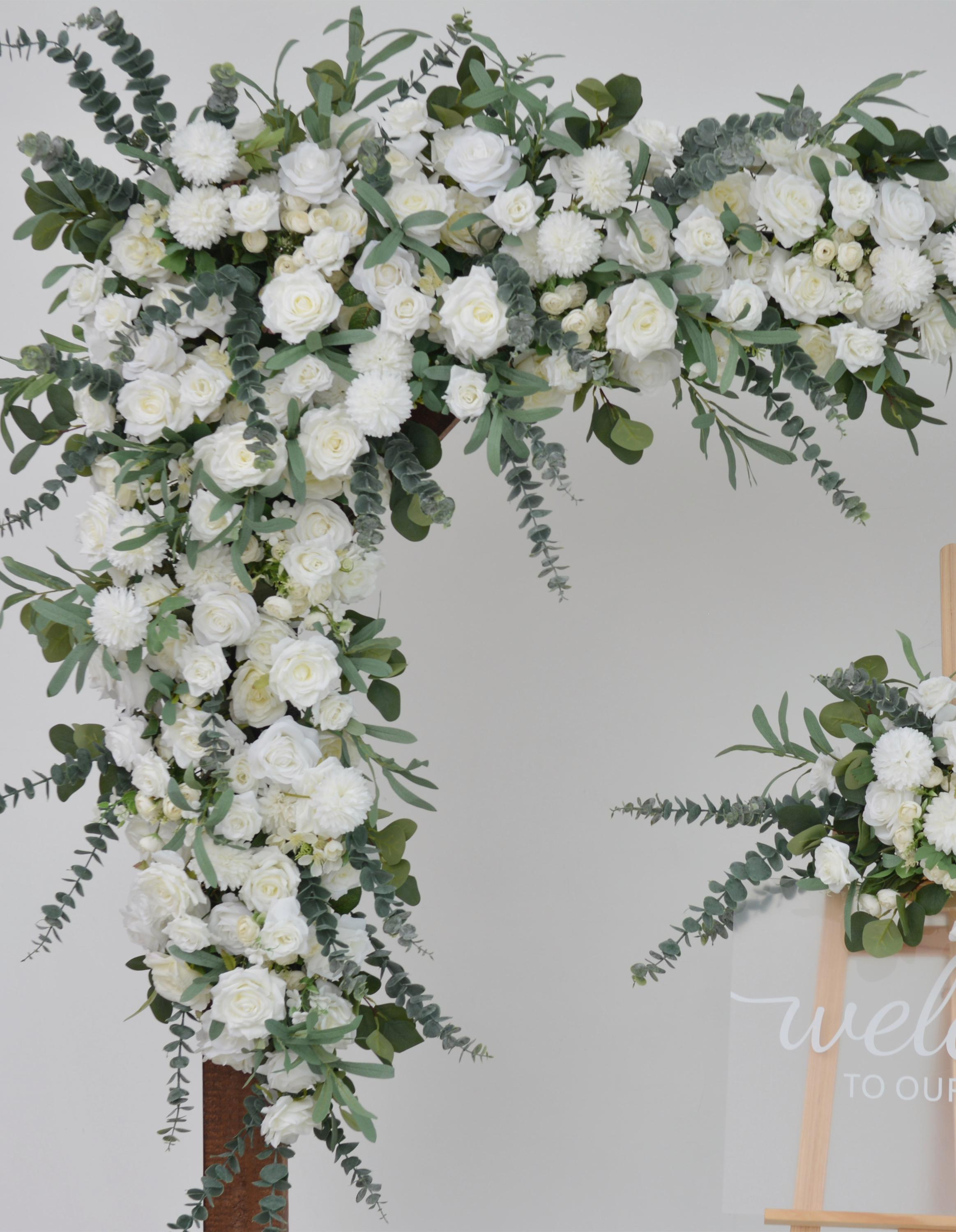 Eucalyptus White Rose Flowers for Wedding Arch Decor